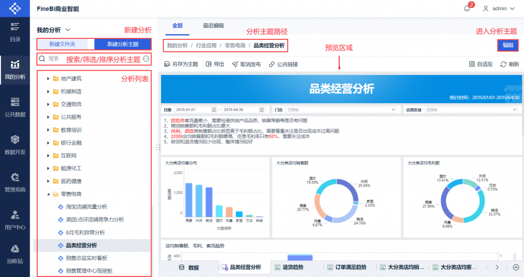 FineBI独立数据管理中的我的数据部分