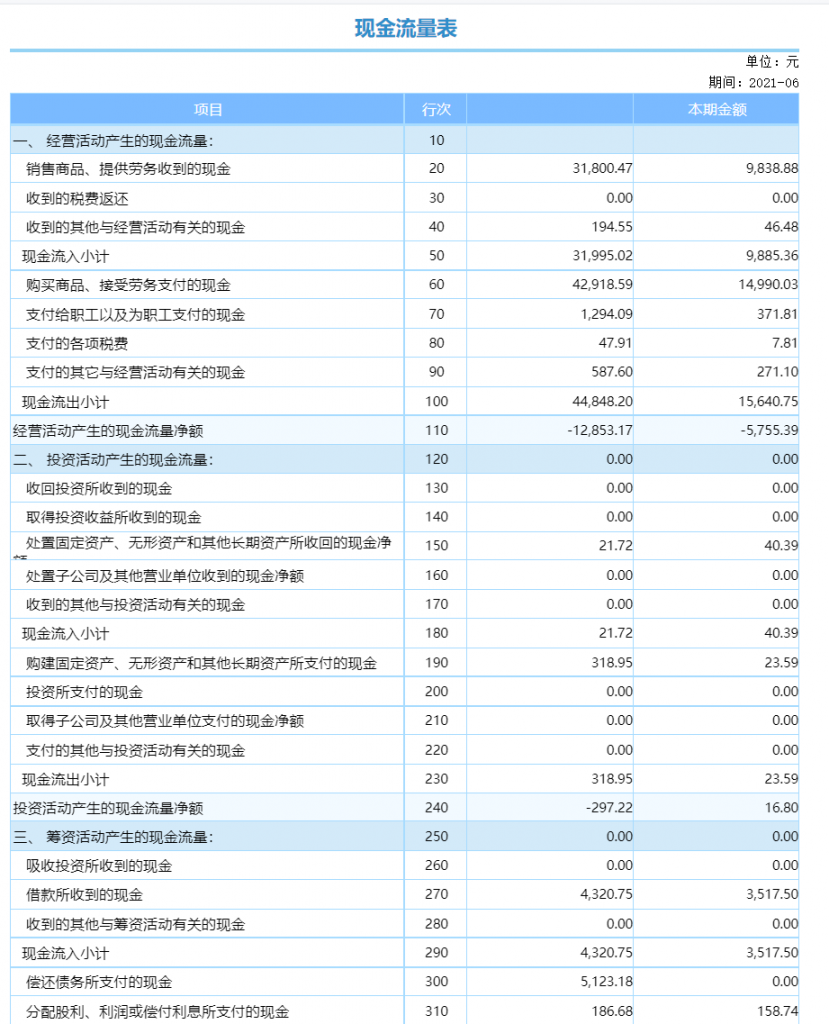 现金流量表